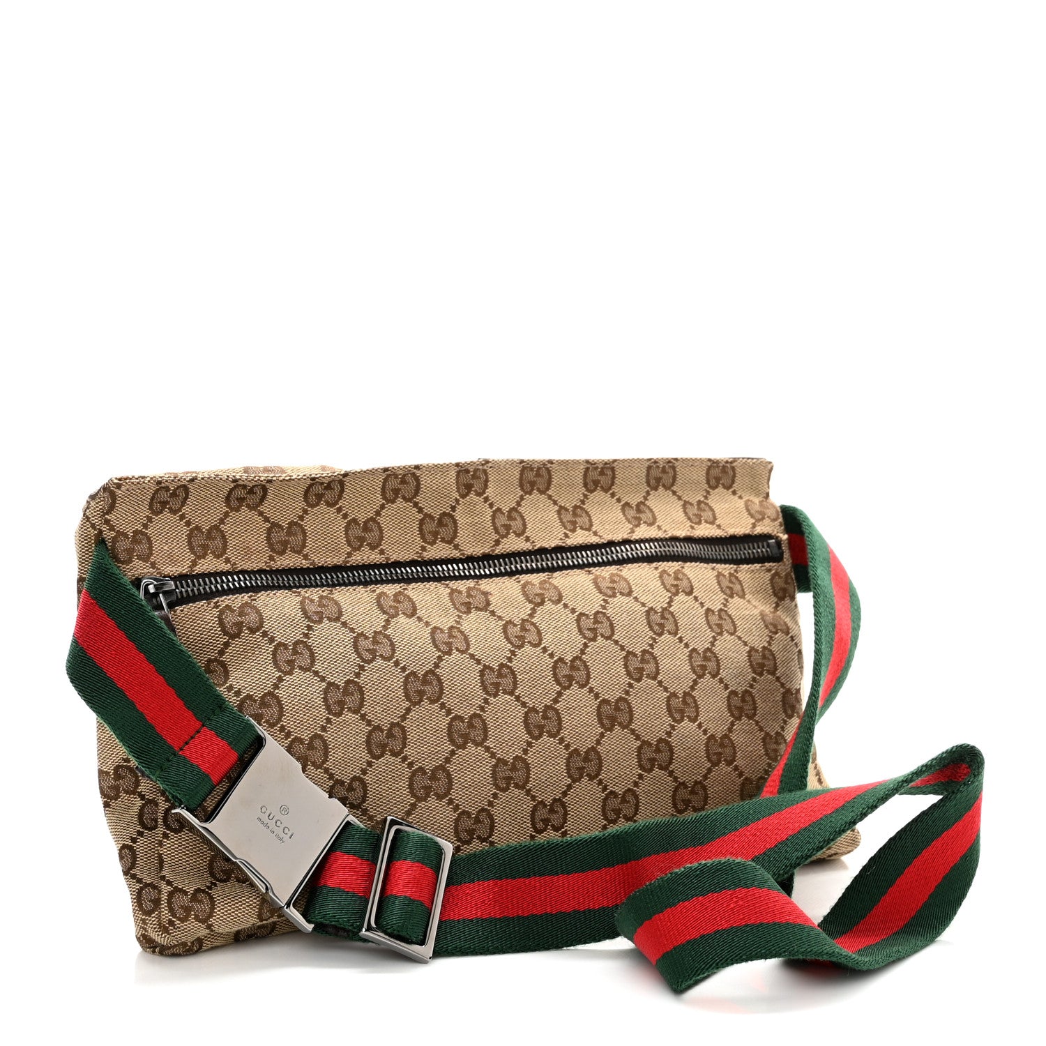 Gucci GG Monogram Web Double Pocket Belt Bag Dark Brown 3 of 9