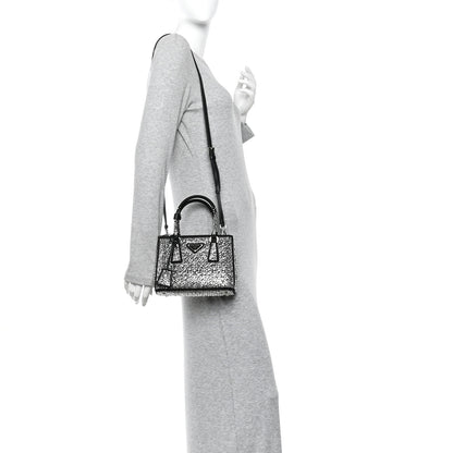 Prada Satin Crystal Mini Galleria Double Zip Tote Metal 2 of 10