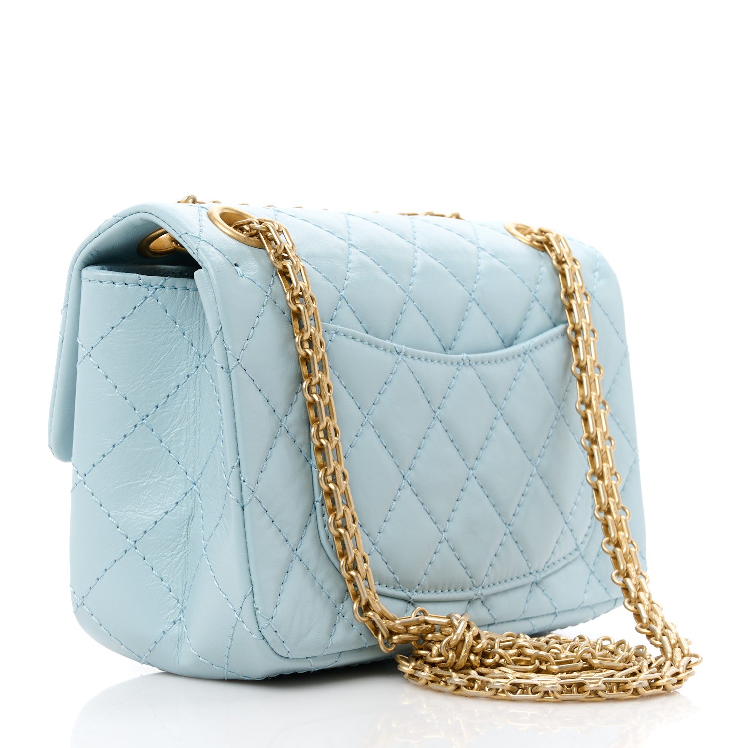 Chanel Aged Calfskin Quilted 2.55 Reissue Mini Flap Light Blue 3 of 12