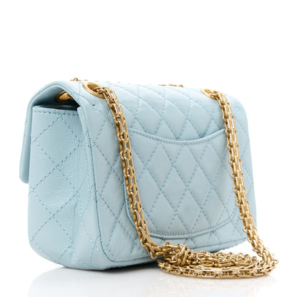 Chanel Aged Calfskin Quilted 2.55 Reissue Mini Flap Light Blue 3 of 12