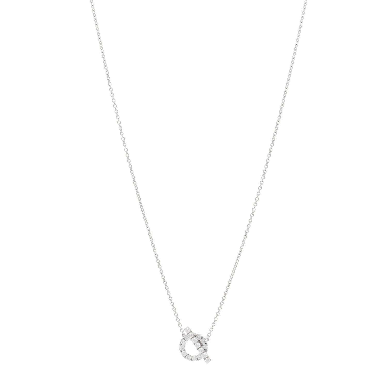 Hermes 18K White Gold Diamond Finesse Pendant Necklace 1 of 6