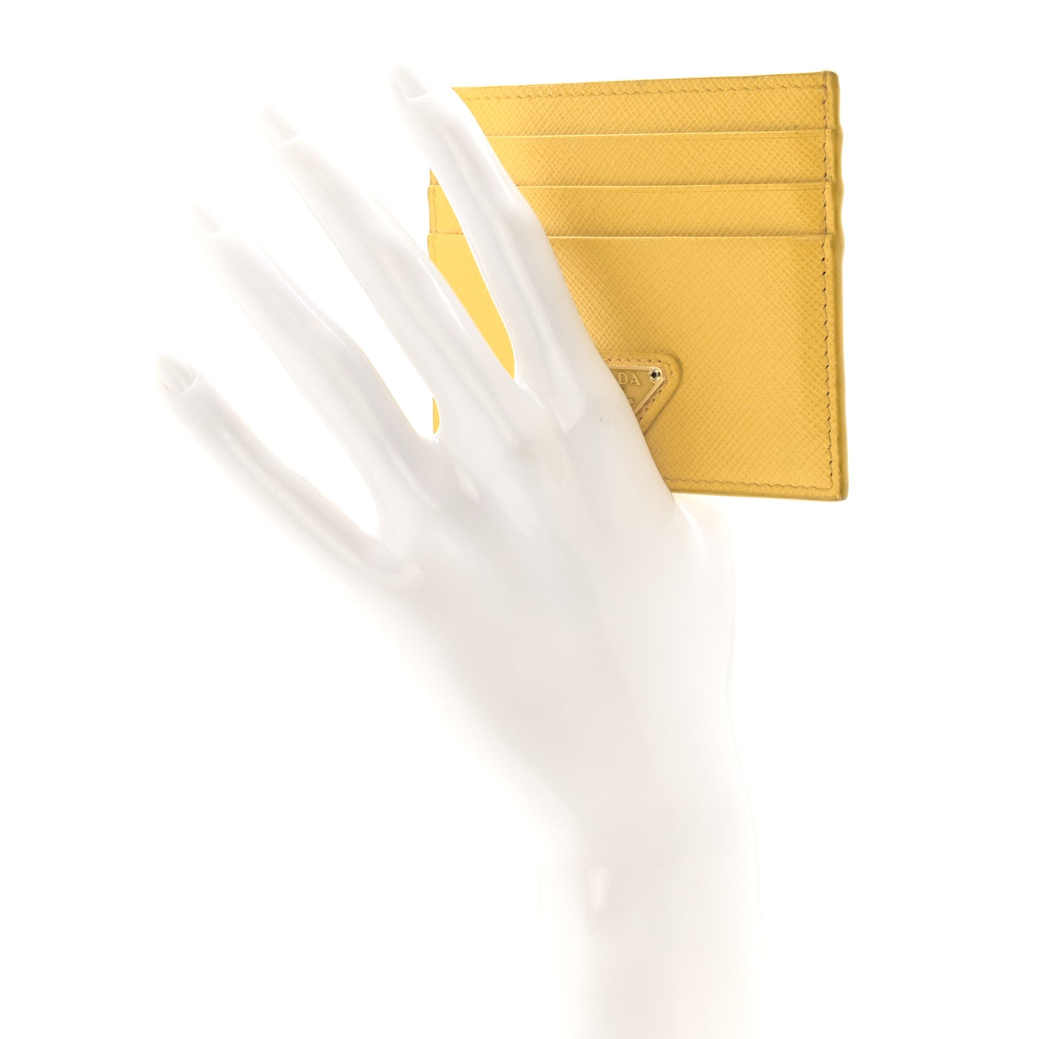 Prada Saffiano Metal Card Holder Soleil 2 of 10