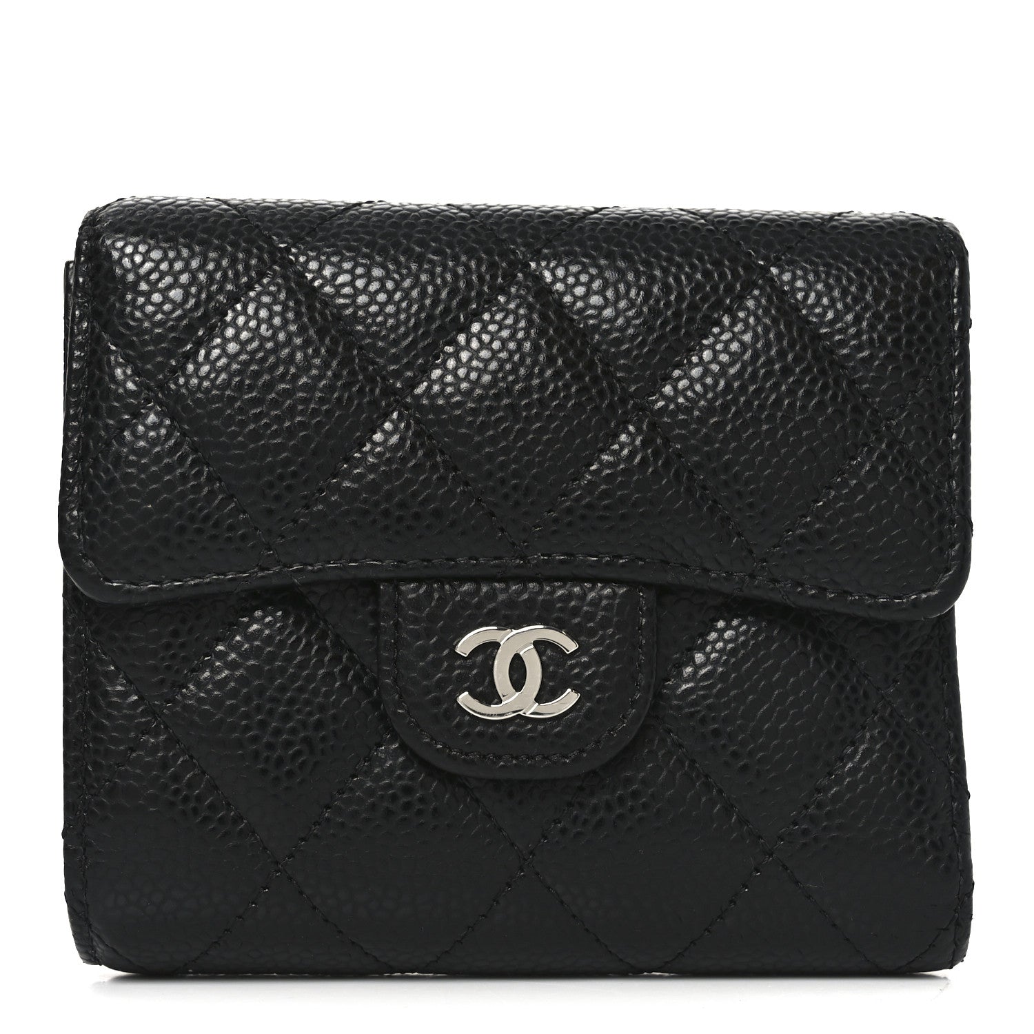 Chanel Caviar Quilted Compact Flap Wallet Black 1 of 9