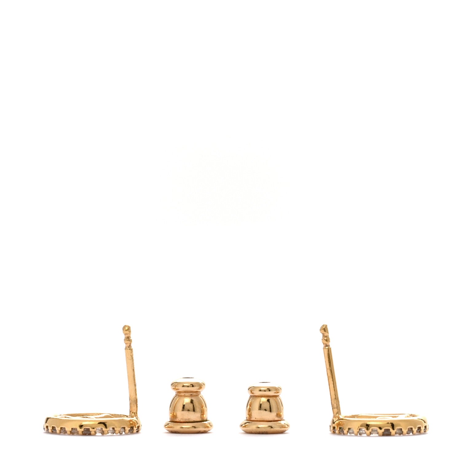 Fendi FF Crystal Round Earrings Gold 3 of 5