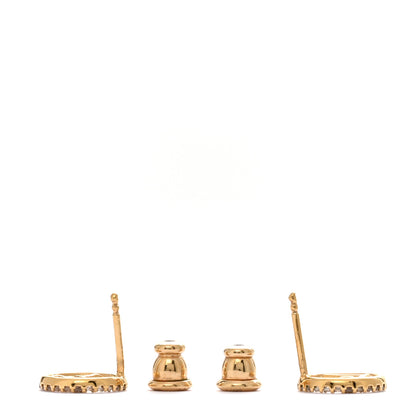 Fendi FF Crystal Round Earrings Gold 3 of 5