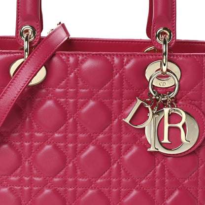 Christian Dior Lambskin Cannage Medium Lady Dior Fuchsia 8 of 10
