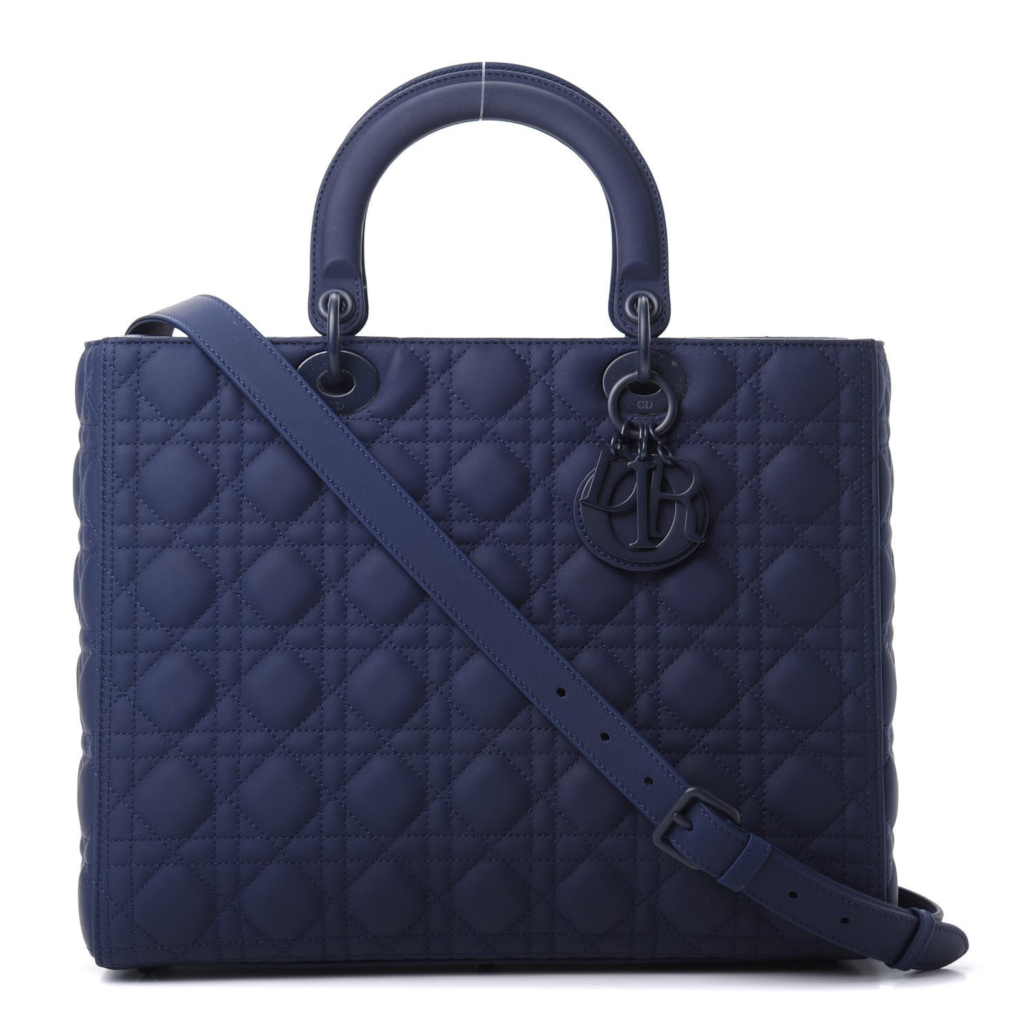 Ultra Matte Calfskin Cannage Large Lady Dior Blue