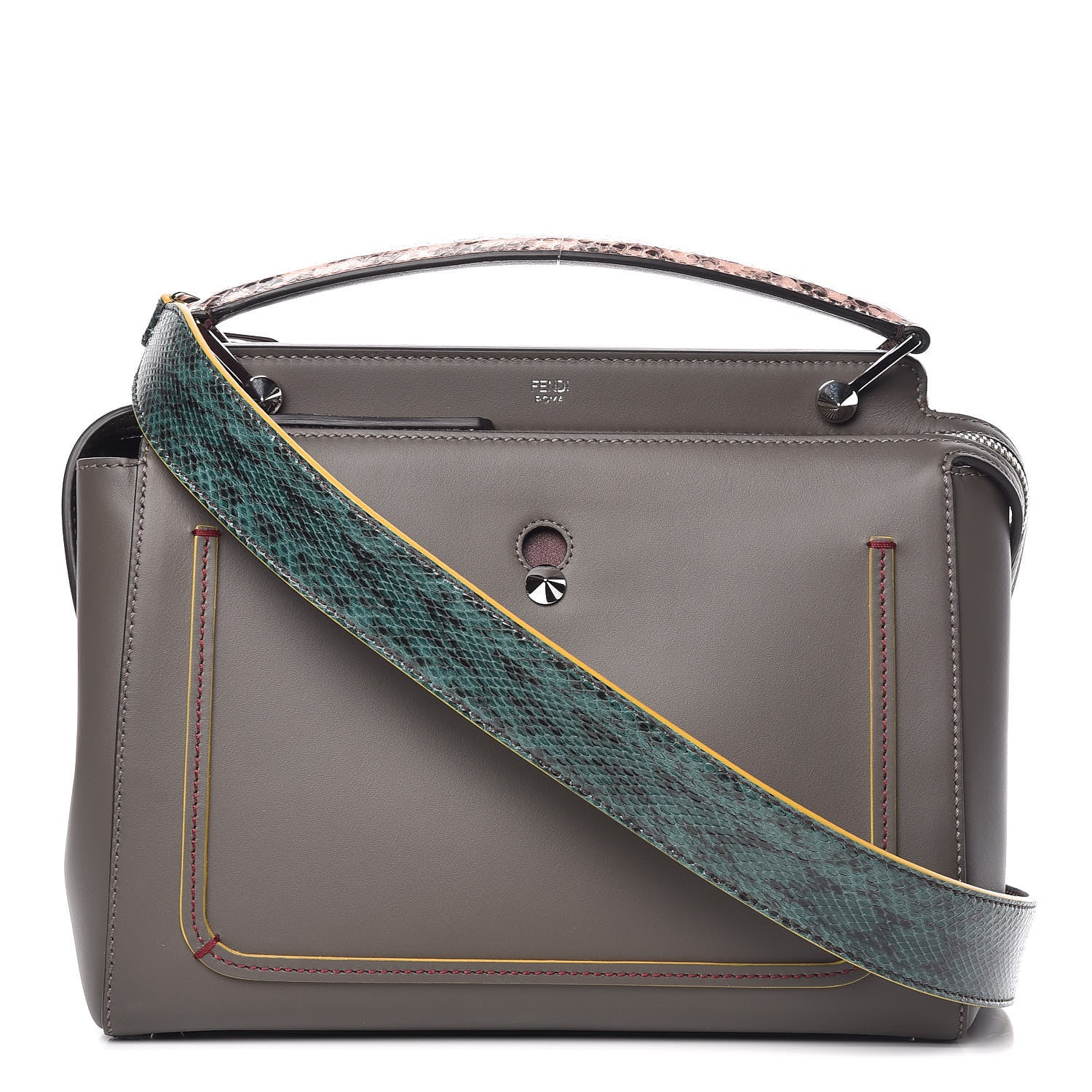 Fendi Vitello Baltico Dolce Elaphe DotCom Satchel Carbone Ramar Multicolor 1 of 11