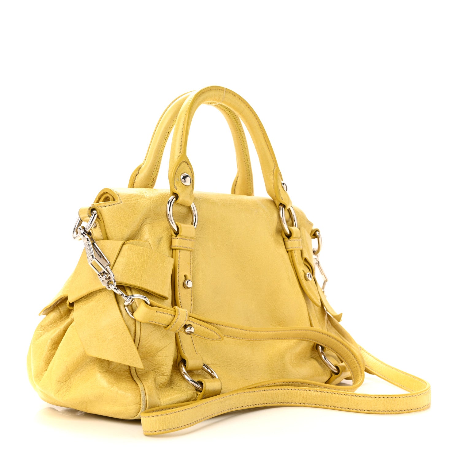 Miu Miu Vitello Lux Mini Bow Bag Polline 3 of 18