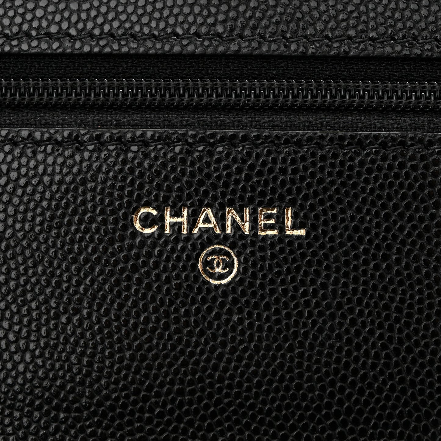 Caviar Quilted Crystal CC Wallet On Chain WOC Black