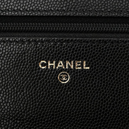 Chanel Caviar Quilted Crystal CC Wallet On Chain WOC Black 6 of 11