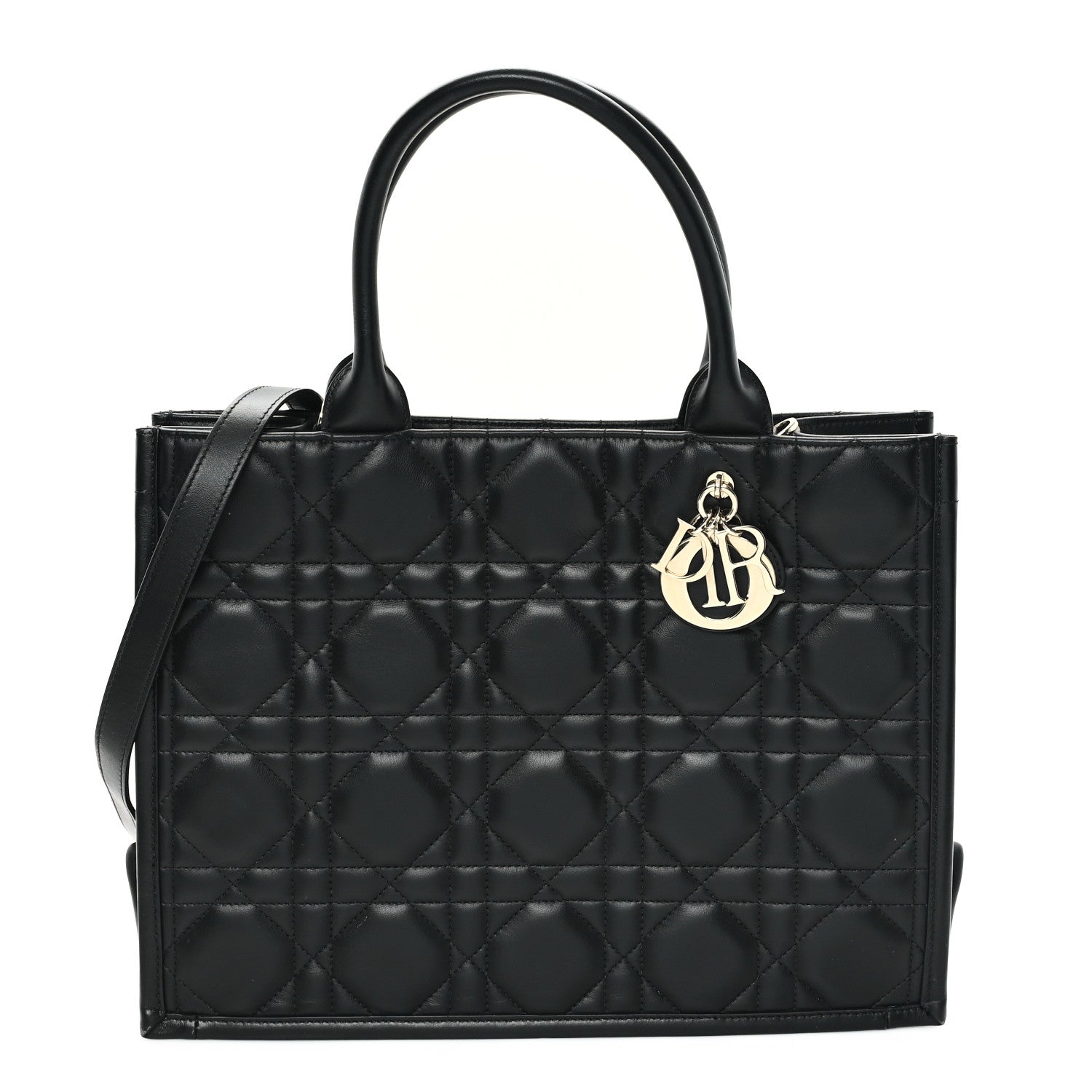 Christian Dior Calfskin Macro Cannage Medium Book Tote Black 1 of 12