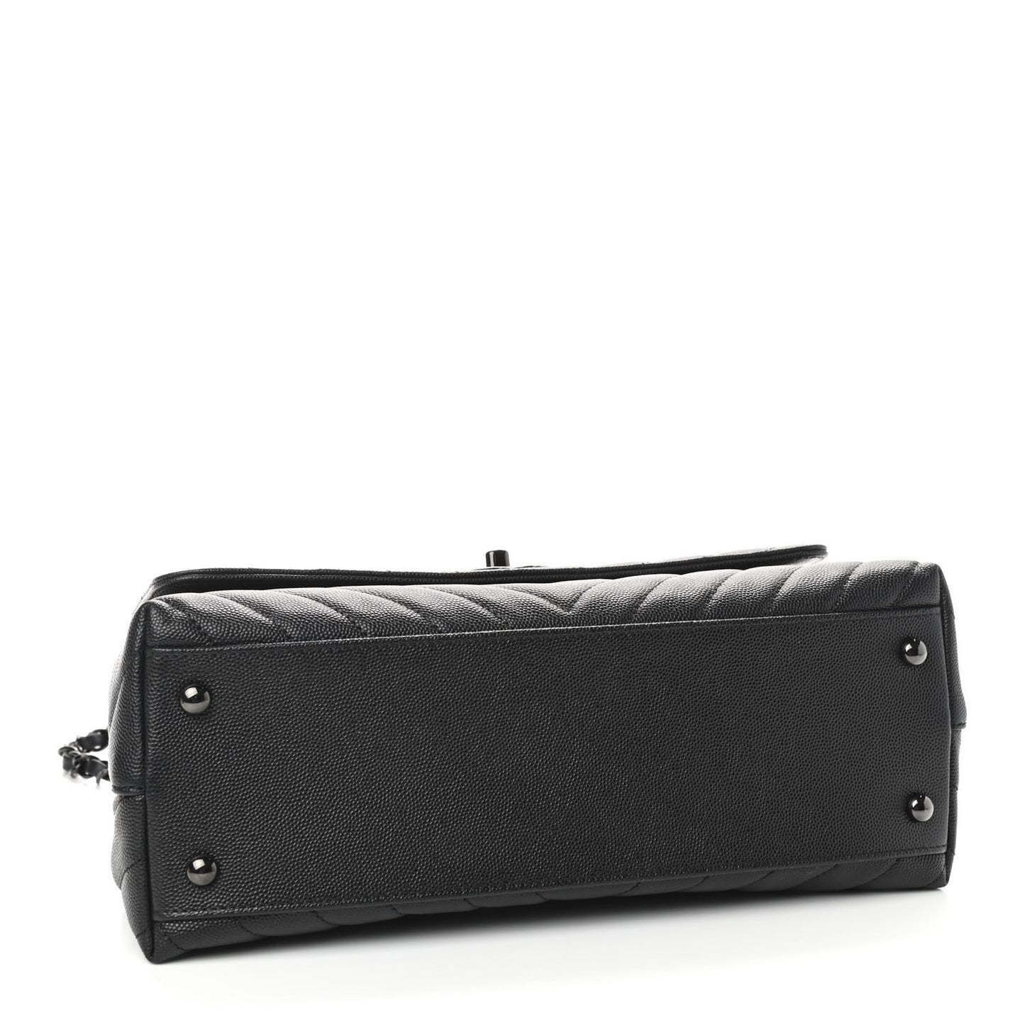 Caviar Chevron Quilted Small Coco Handle Flap So Black