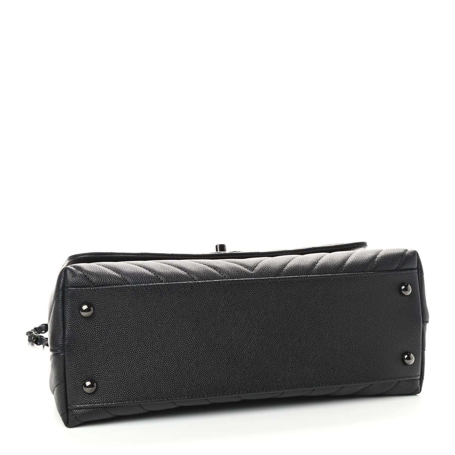 Chanel Caviar Chevron Quilted Small Coco Handle Flap So Black 4 of 9
