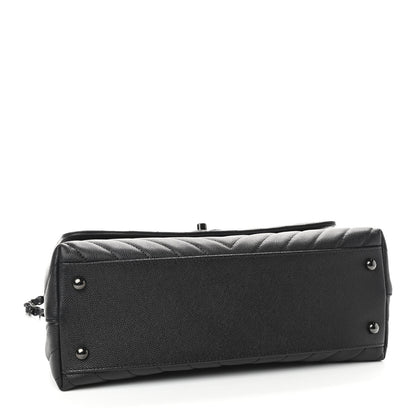 Chanel Caviar Chevron Quilted Small Coco Handle Flap So Black 4 of 9