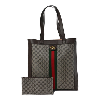 Gucci GG Supreme Monogram Web Large Ophidia Vertical Shopping Tote Brown 1 of 14