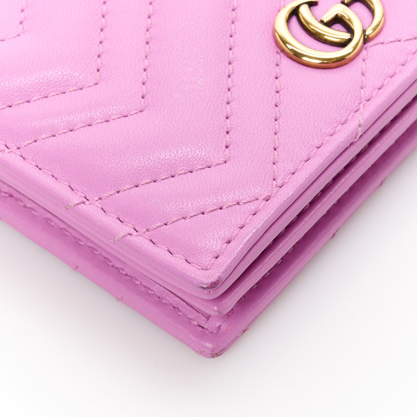 Calfskin Matelasse GG Marmont Card Case Candy Mousse