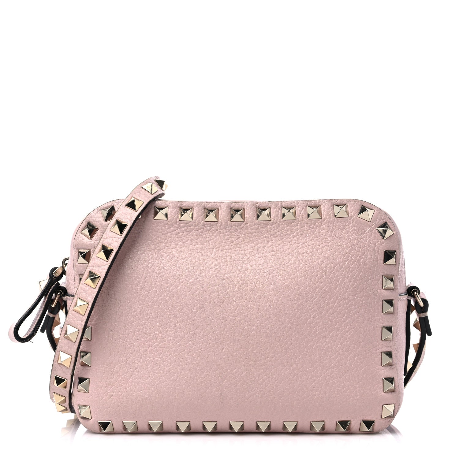 Valentino Garavani Pebbled Calfskin Rockstud Camera Crossbody Bag Poudre 1 of 11