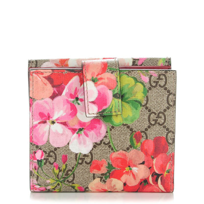 Gucci GG Supreme Monogram Blooms French Flap Wallet Beige Multicolor Dry Rose 1 of 7