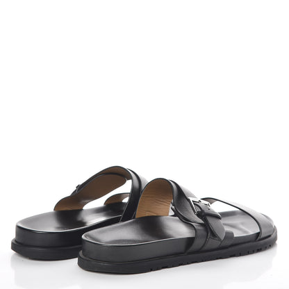 Hermes Calfskin Mens Tao Sandals 44 Black 4 of 8