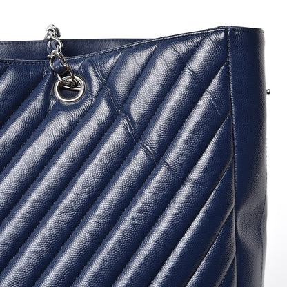 Chanel Caviar Chevron Quilted Timeless Tote Navy 8 of 9