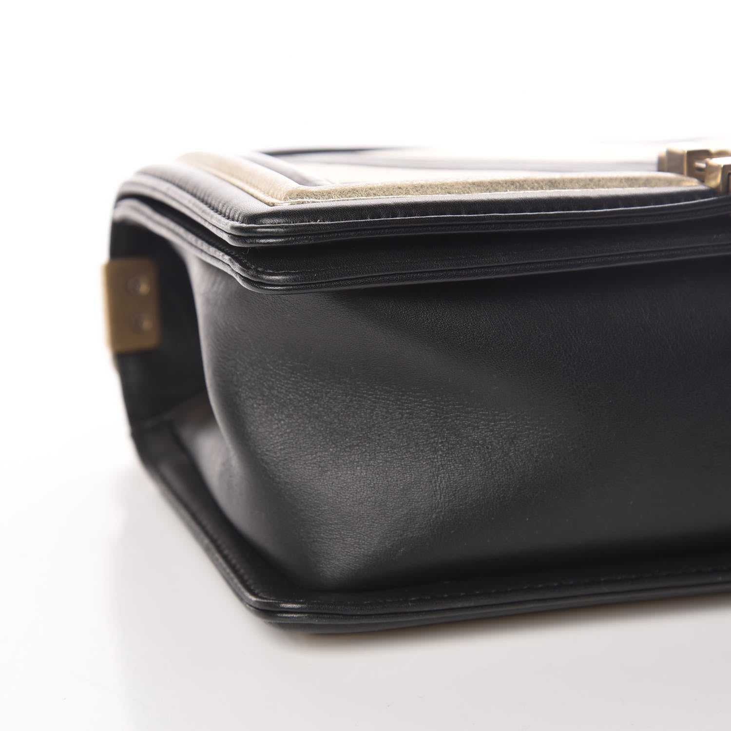 Chanel Metallic Calfskin Pleated Medium Boy In Rome Flap Black Gold 12 of 14