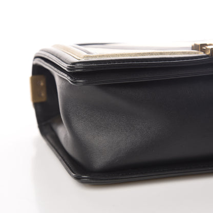 Chanel Metallic Calfskin Pleated Medium Boy In Rome Flap Black Gold 12 of 14