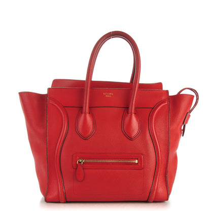 Celine Drummed Calfskin Mini Luggage Coquelicot 1 of 14