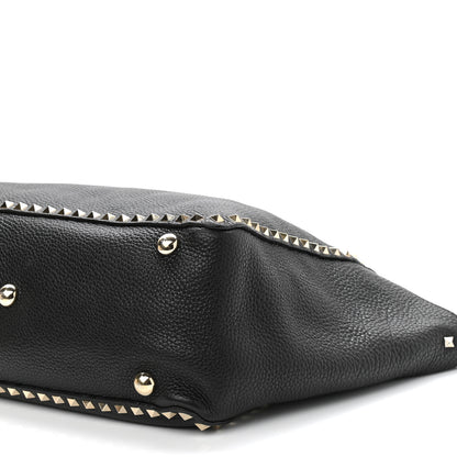 Valentino Garavani Pebbled Calfskin Medium Rockstud Tote Black 10 of 10