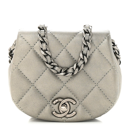 Chanel Metallic Calfskin Quilted Mini Coco Mail Clutch Ruthenium 1 of 12