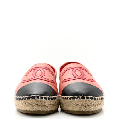 Chanel Lambskin CC Espadrilles 38 Pink Red Black 2 of 9