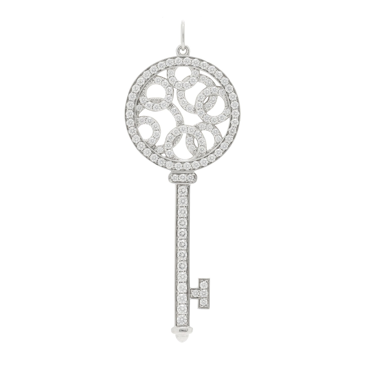 Platinum Diamond Bubbles Key Pendant