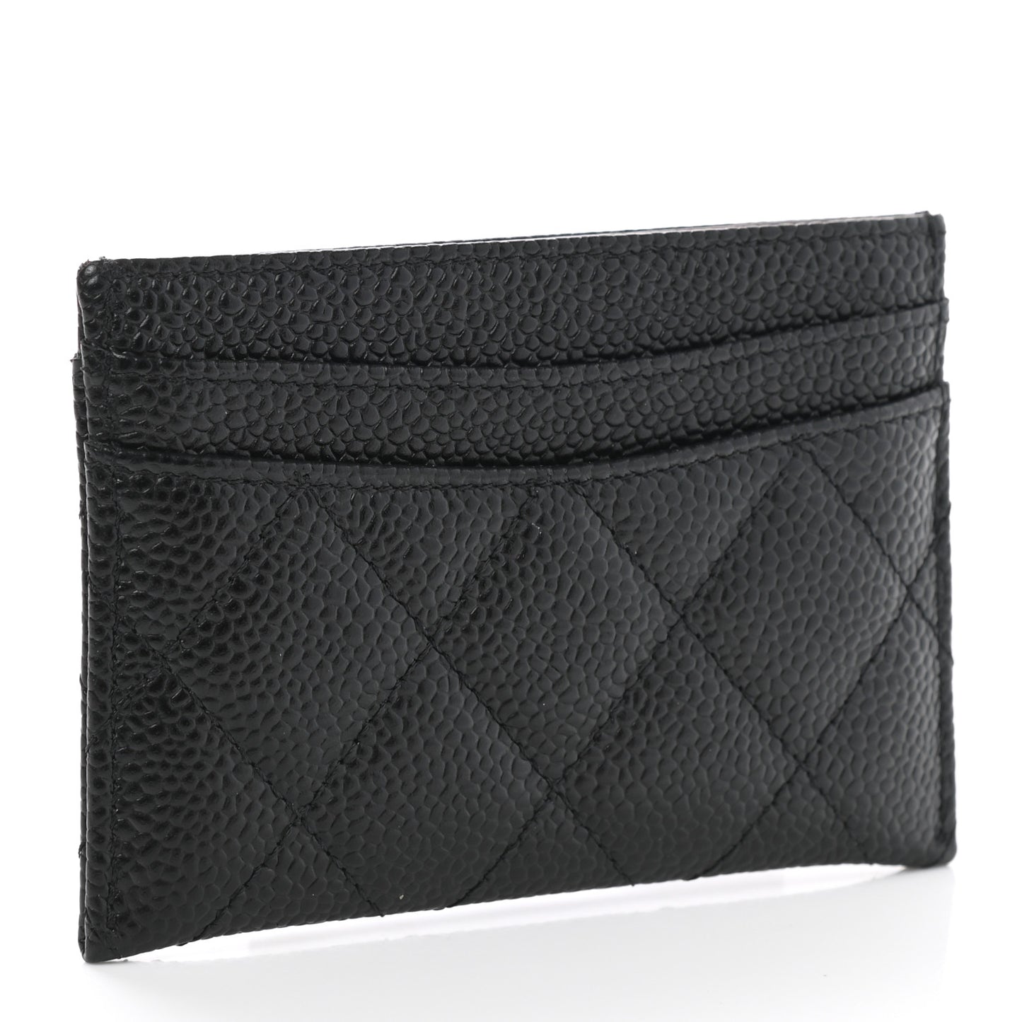 Caviar Quilted Card Holder Black
