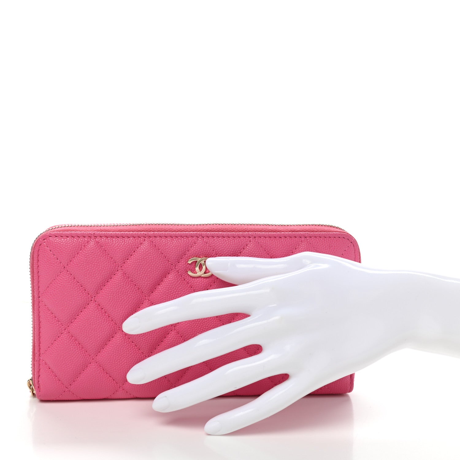 Chanel Caviar Quilted Large Gusset Zip Around Wallet Pink 2 of 8