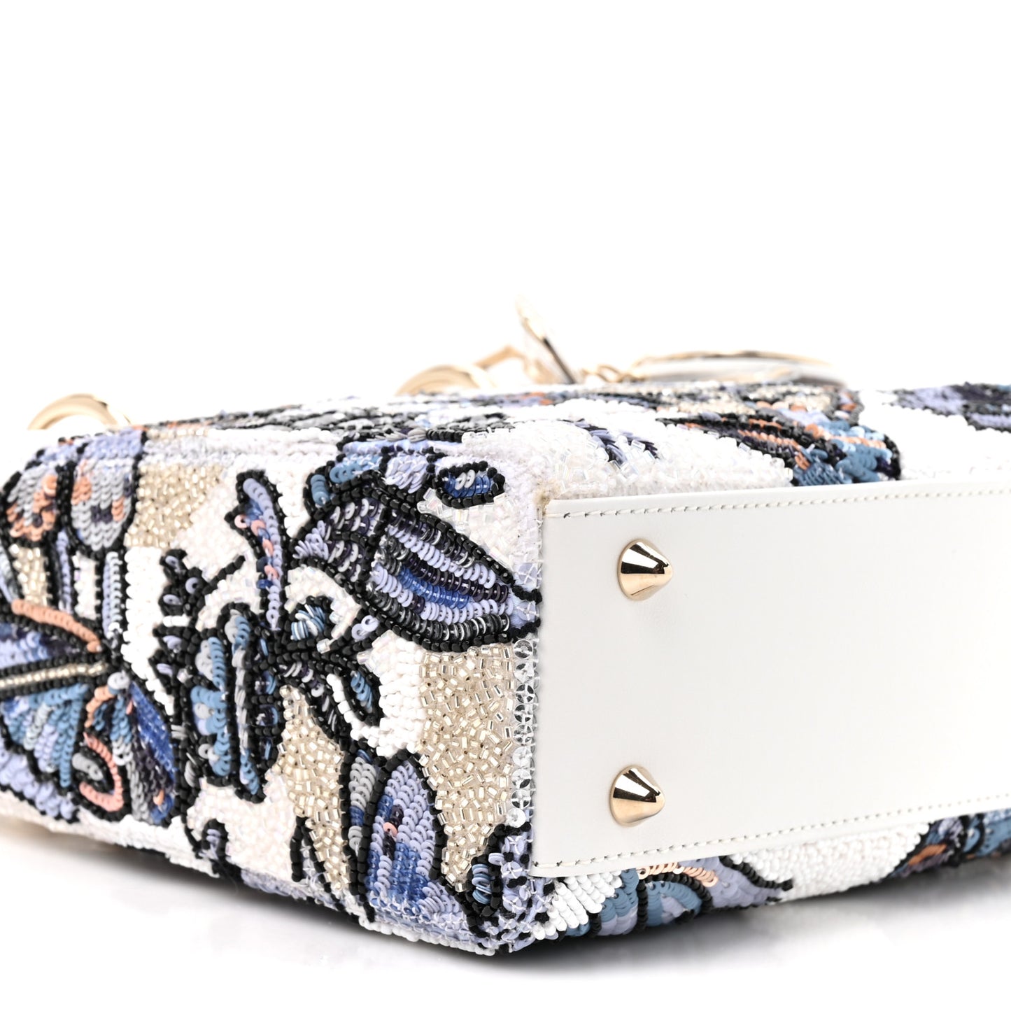 Calfskin Toile de Jouy Beaded Sequin Embroidered Small Mexico Lady Dior White Pastel Midnight Blue