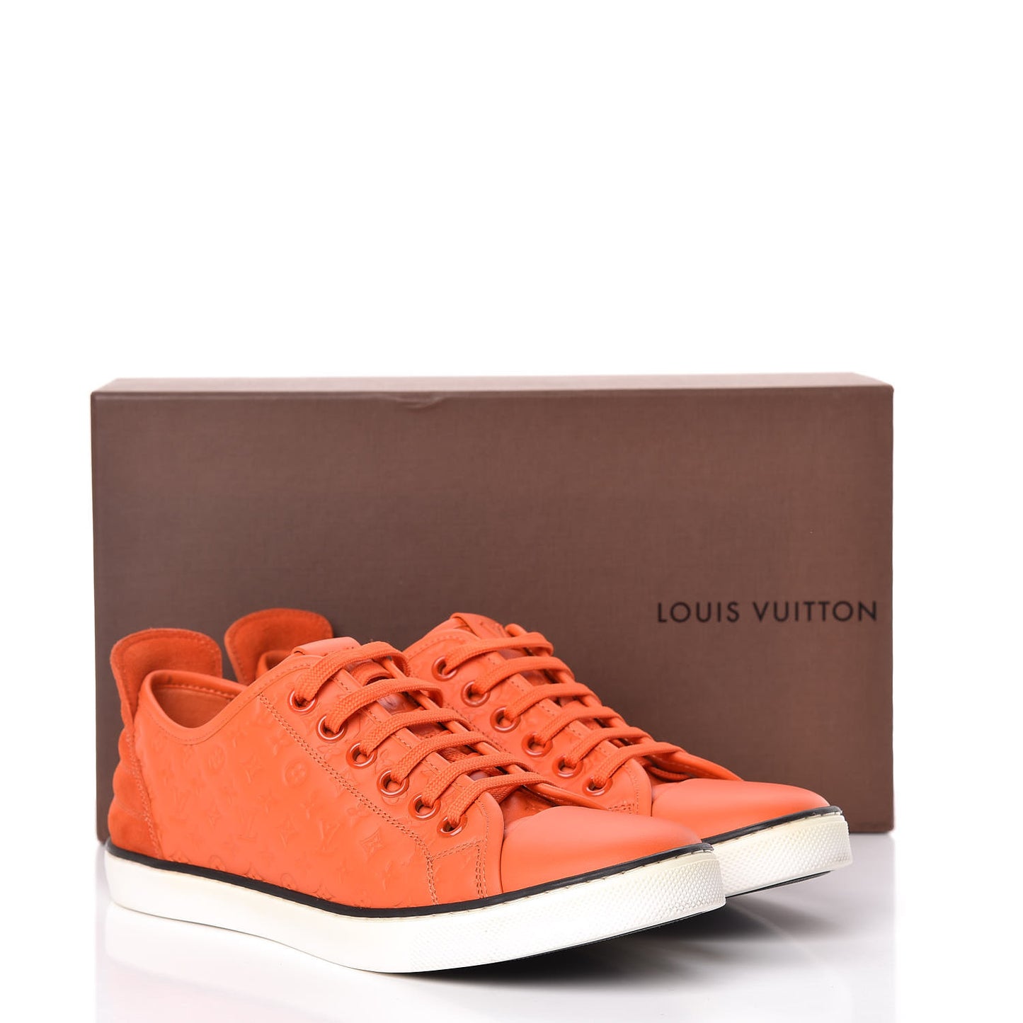 Calfskin Embossed Monogram Punchy Sneakers 39 Orange