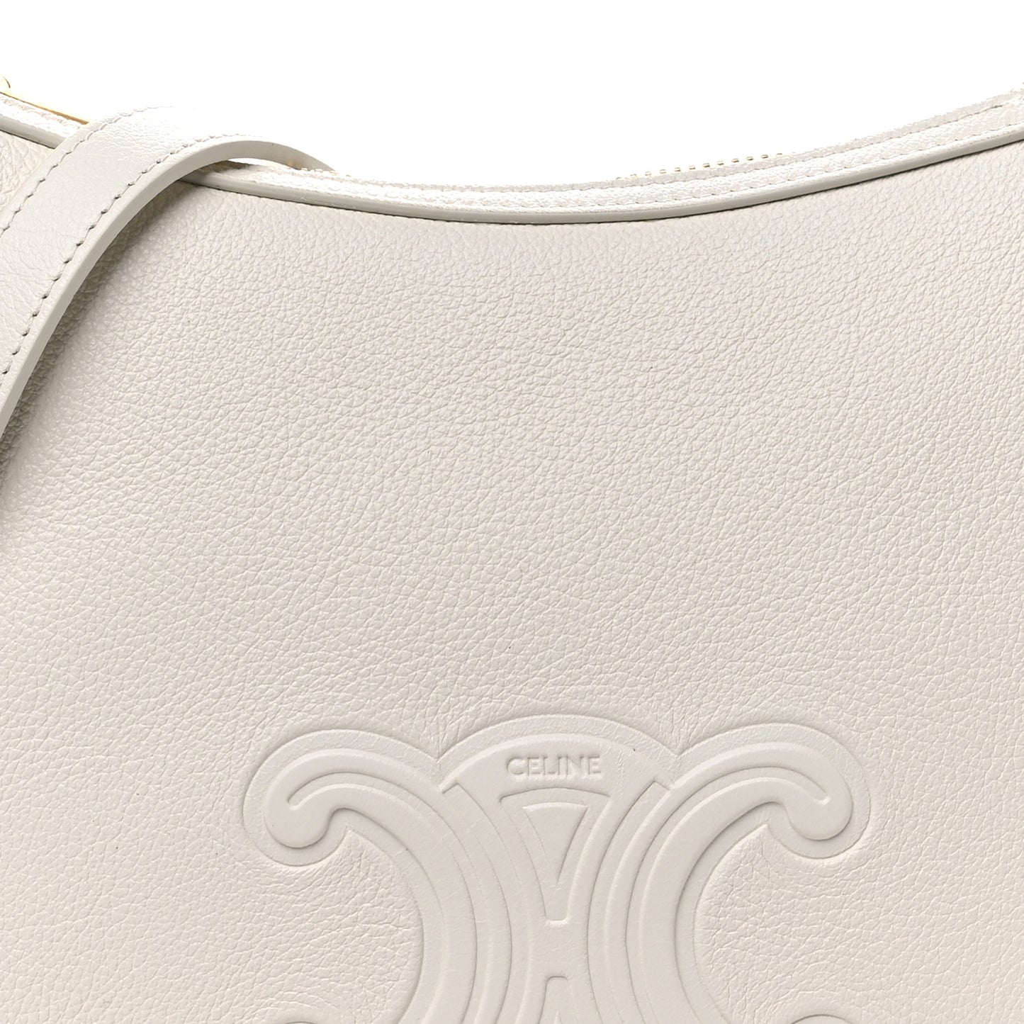 Supple Calfskin Cuir Triomphe Small Heloise Shoulder Bag White Cotton
