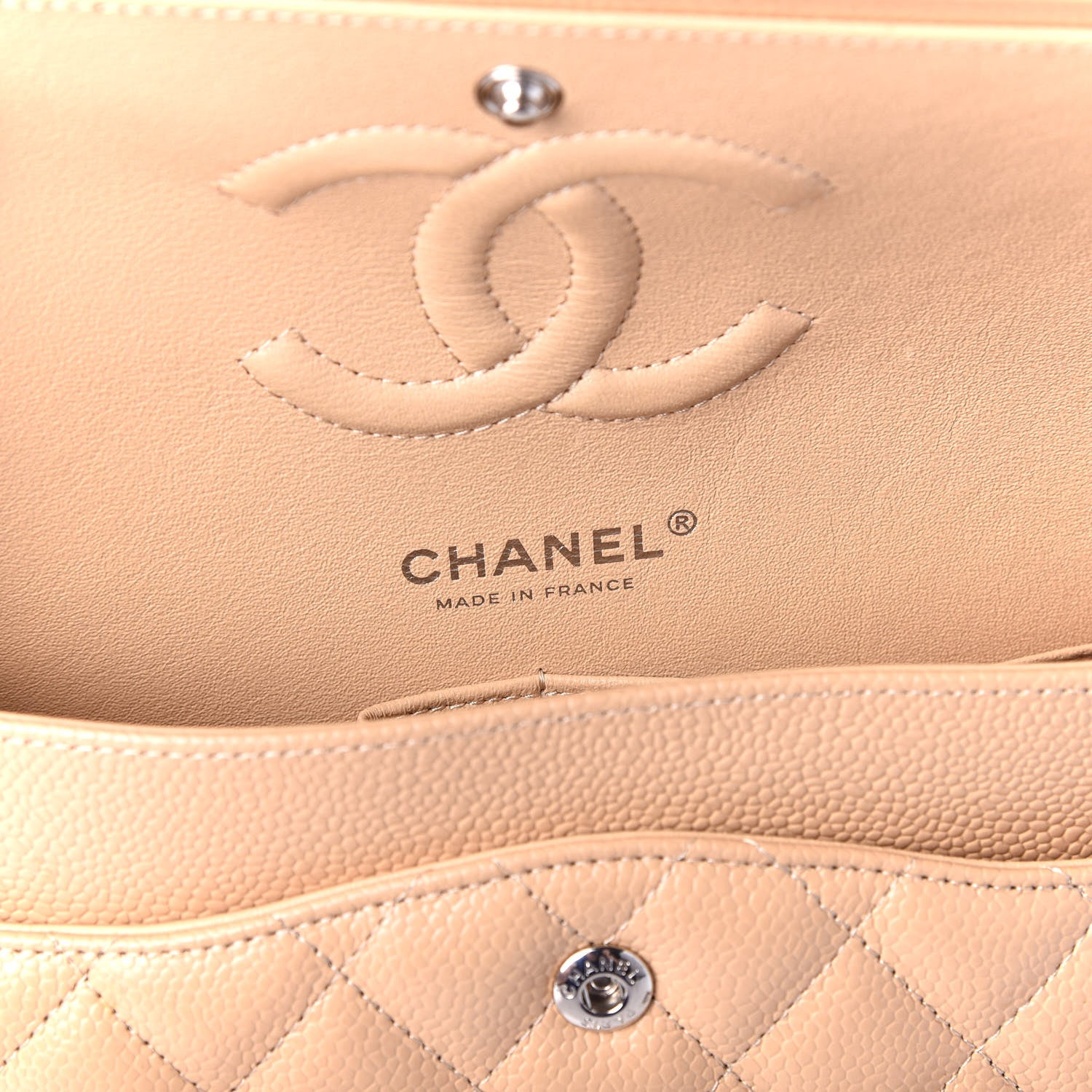 Chanel Caviar Quilted Medium Double Flap Beige 9 of 11