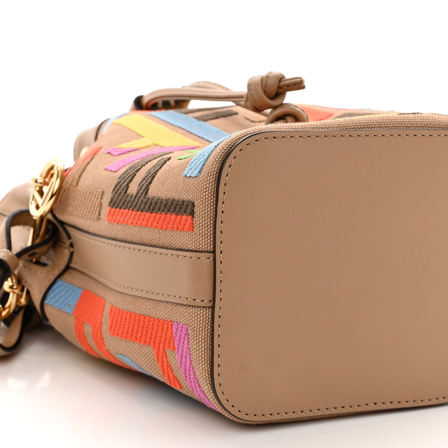 Canvas Vitello King F is Fendi FF Multicolor Embroidered Mini Mon Tresor Bucket Bag Multicolor Cuoio