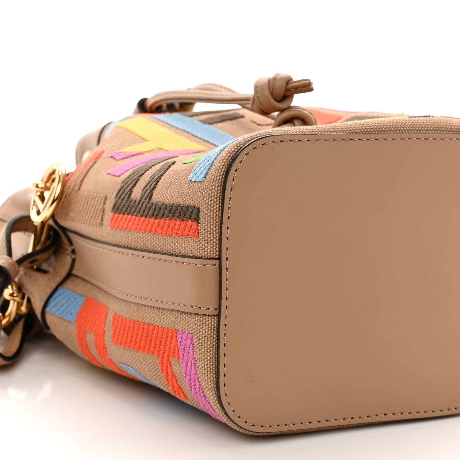 Fendi Canvas Vitello King F is Fendi FF Multicolor Embroidered Mini Mon Tresor Bucket Bag Multicolor Cuoio 9 of 10