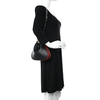 Gucci Aria Calfskin Web Small Attache Shoulder Bag Black 2 of 9