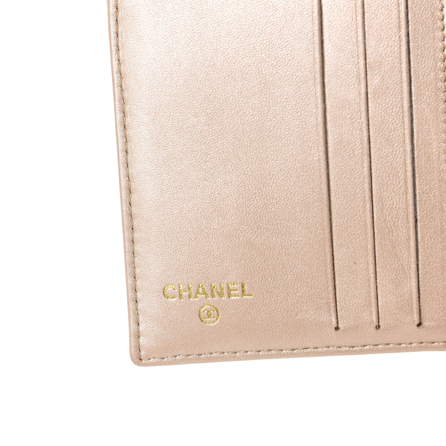 Chanel Lambskin Embossed Camellia French Wallet Light Green 6 of 8