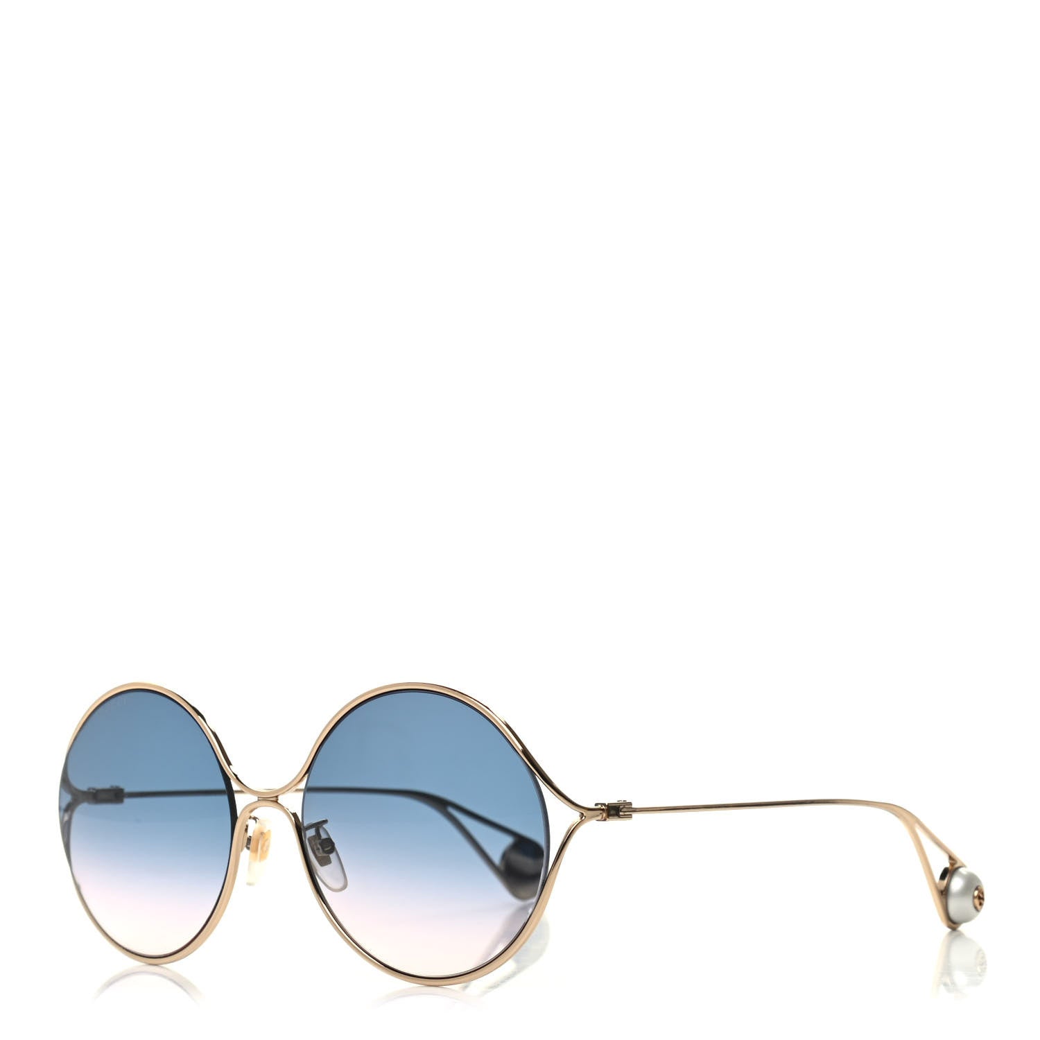 Gucci Round Pearl Tip Sunglasses GG0253S Gold 1 of 8