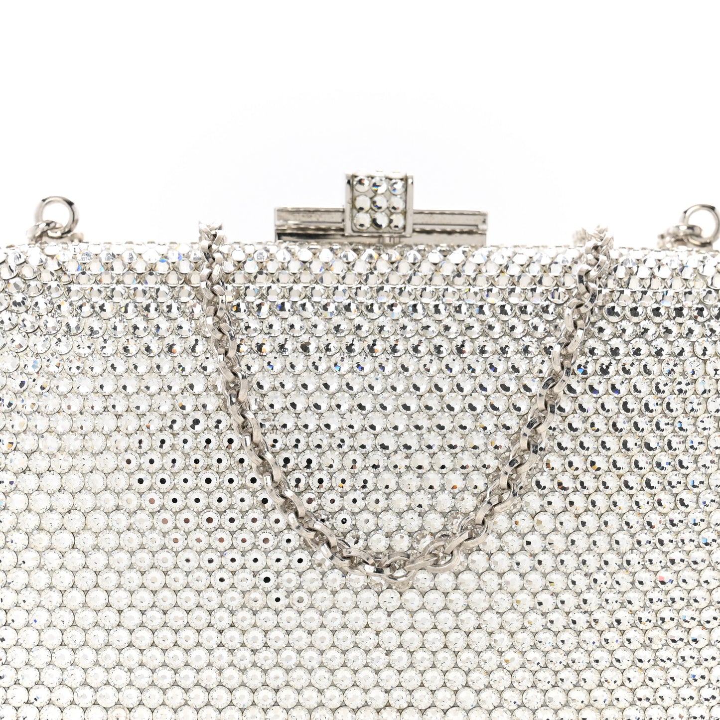 Swarovski Crystal Minaudiere Clutch Silver