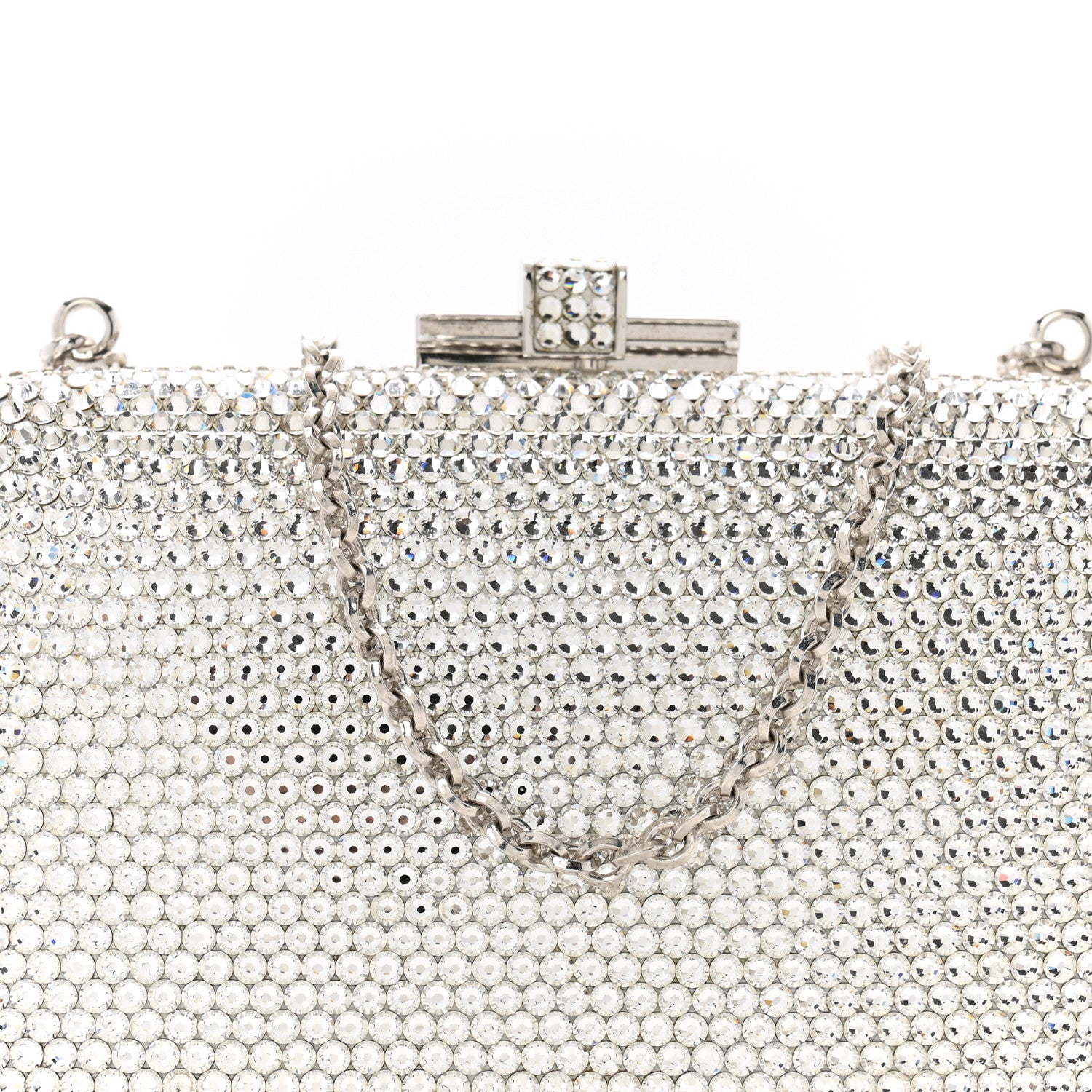 Judith Leiber Swarovski Crystal Minaudiere Clutch Silver 7 of 11