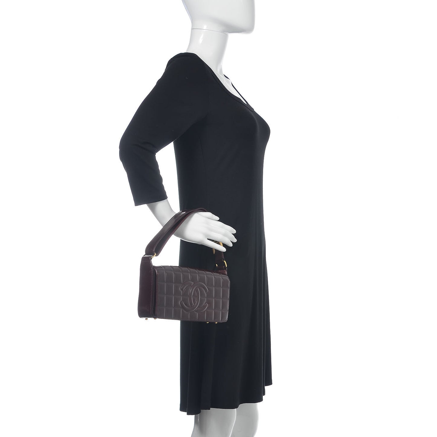 Patent Chocolate Bar Quilted CC Flap Burgundy
