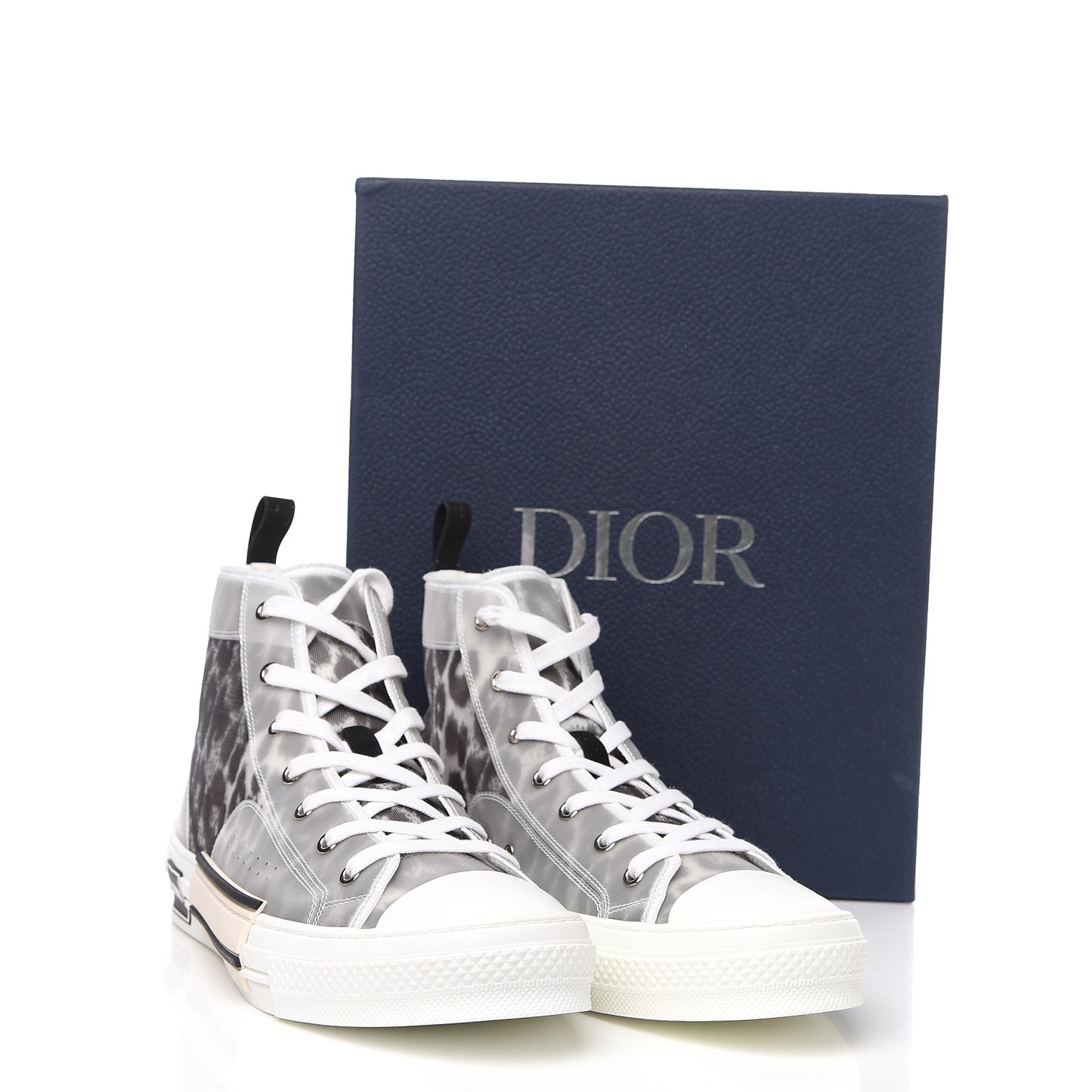 Canvas Leopard Print Mens B23 High Top Sneakers 46 White