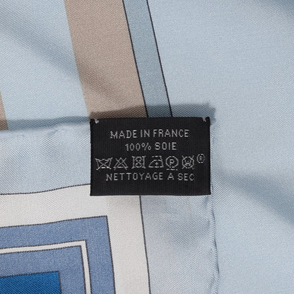 Hermes Silk Couvertures Nouvelles Shawl 140 Ciel Marine Sable 4 of 4
