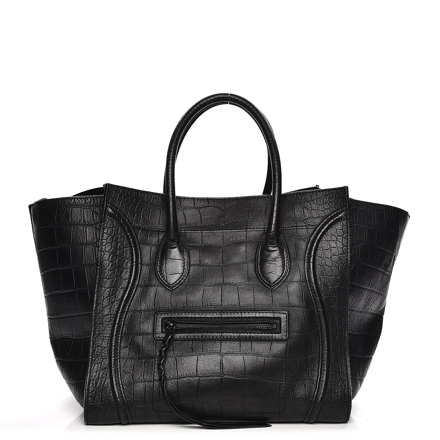 Celine Crocodile Embossed Calfskin Large Phantom Luggage Black 1 of 11