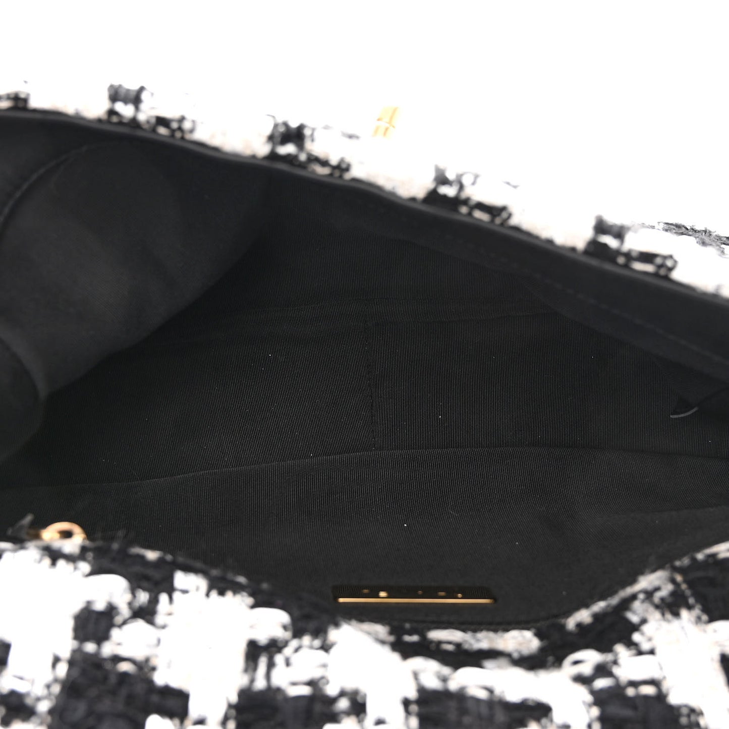 Tweed Quilted Large Chanel 19 Flap Black Ecru White